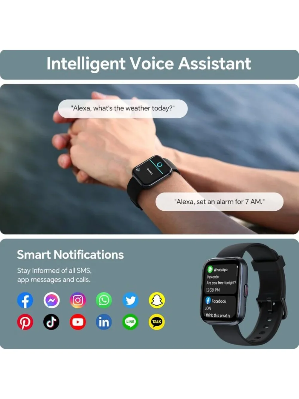 Waterproof Smart Watch for Fitness Tracking, Heart Rate & Sleep Monitor, 120